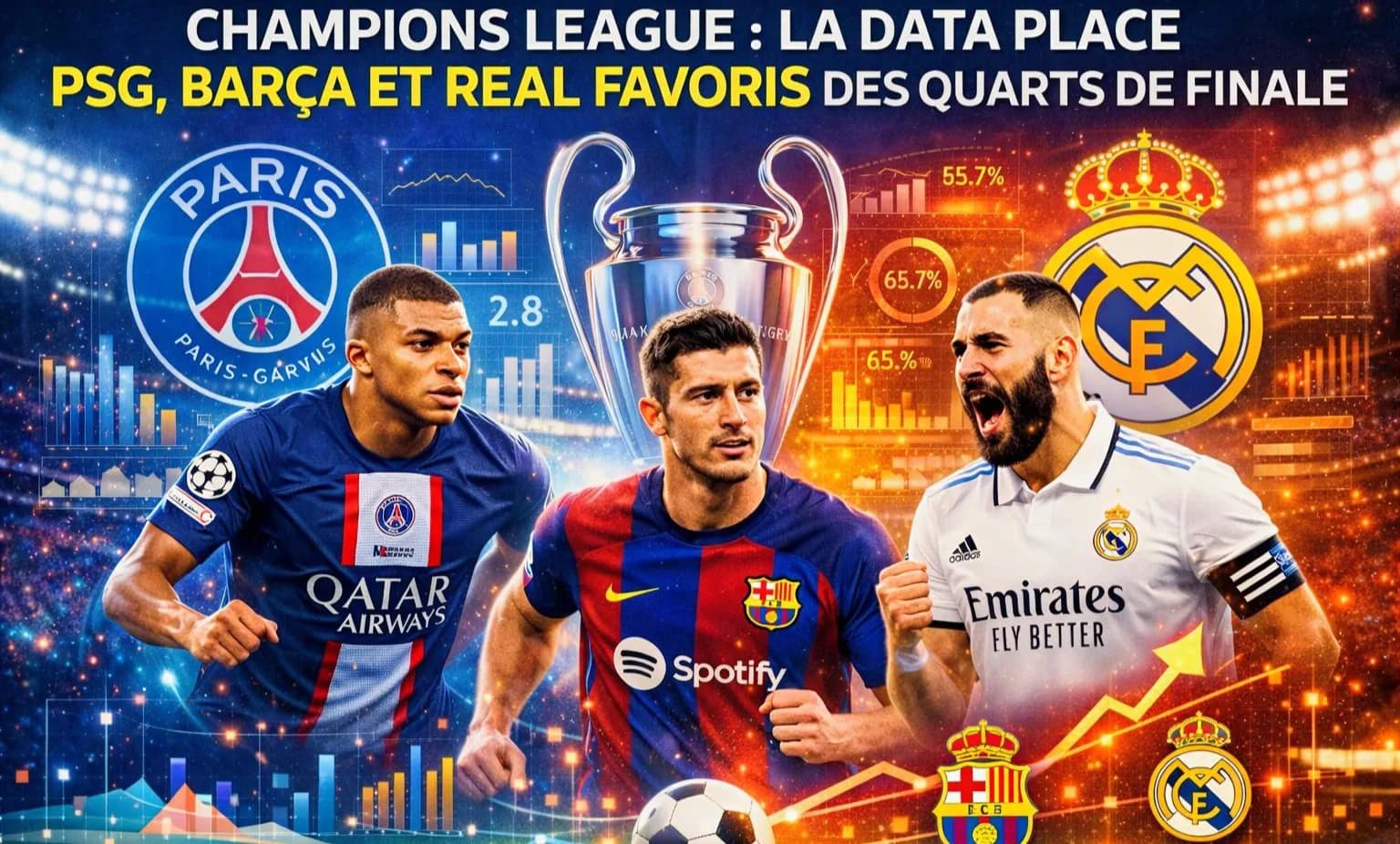 Champions League : la data place PSG, Barça et Real favoris des quarts de finale